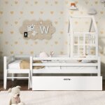 Lit cabane lit enfant avec chelle et tiroirs, avec sommier  lattes, lit mezzanine en bois massif avec ...