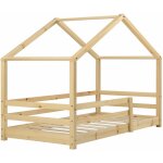 Dcoshop26 - lit cabane pour enfant forme de maison avec barrire de scurit en bois de pin couleur ...
