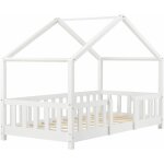 Décoshop26 - lit cabane pour enfant forme maison barrière de protection en bois de pin blanc 80 x 160 ... Décoshop26 - lit cabane pour enfant forme maison barrière de protection en bois de pin blanc 80 x 160 ...