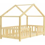 Dcoshop26 - lit cabane pour enfant forme de maison avec barrire de scurit en bois de pin couleur ...