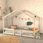 Le quai des affaires - lit cabane indiana 90x190 + sommier / naturel / 199x95x152