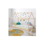 Le quai des affaires - lit cabane panda 70x140 + 1 sommier / naturel / 145x77x124
