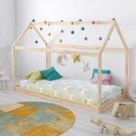 Le quai des affaires - lit cabane panda 90x200 + 1 sommier / naturel / 205x97x135