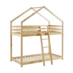 Lit cabane superpos chteau des anges beige 90x190 laba kids