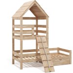 Lit cabane teddy, naturel bois, 90x200 cm avec tiroir, vitalispa