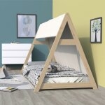 Le quai des affaires - lit cabane tipi 90x200 + 1 toile + 1 sommier / naturel / 210x104x131