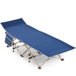 Yaheetech lit de camp pliable 186x66x52 cm 1 personne avec pochettes lit de camping avec sac de transport ...