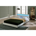 [corium] - lit capitonn� � led paris 180 x 200 cm blanc corium