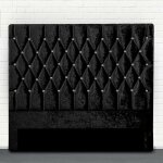 T�te de lit capitonn� avec strass focus - noir - 140 cm, tissu, rectangulaire, style baroque, 140 x 4. ...