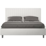 Lit capitonné 200x200 cm simili cuir blanc à carreaux sunda - Lit capitonné 200x200 cm simili cuir blanc à carreaux sunda -
