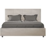 Lit capitonn microfibre mira - couleur beige clair - 140x190