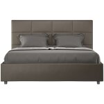 Lit capitonn simili cuir mira - couleur capuccino - 140x200