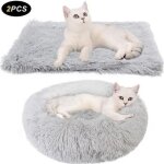 Lit pour chat �50 cm, sac de couchage pour chat de moins de 7 kg en forme de beignet