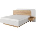 Lit avec chevets 160 x 200 cm - avec leds - coloris : naturel et blanc - desado Lit avec chevets 160 x 200 cm - avec leds - coloris : naturel et blanc - desado