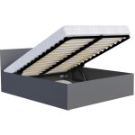 Nova confort - lit coffre paris 120 x 200 cm avec sommier � lattes relevable gris