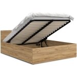 Nova confort - lit coffre paris 140 x 190 cm avec sommier � lattes relevable ch�ne