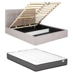 Pascal morabito - lit coffre 140 x 190 cm - tissu - beige + matelas - eliava de