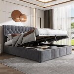 Dans les nuages - lit coffre 140x200 cm, avec hydraulique espace de rangement, sommier  lattes, style ...