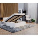Nova confort - lit coffre paris 160 x 200 cm avec sommier à lattes relevable blanc Nova confort - lit coffre paris 160 x 200 cm avec sommier à lattes relevable blanc