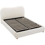 Lit coffre 160 x 200 cm - tissu bouclette - blanc - vanari Lit coffre 160 x 200 cm - tissu bouclette - blanc - vanari