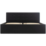 Lit coffre 160x200 cm simili cuir noir capitonn rundi