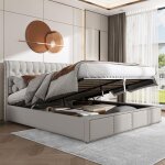 Dans les nuages - lit coffre 180x200 cm, avec hydraulique espace de rangement, sommier  lattes, style ...