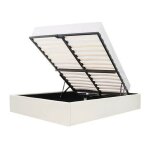 Les tendances - lit coffre adulte 140 x 190 cm - tissu beige - eclipse