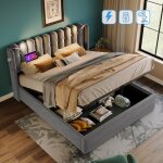 Wishdor - lit coffre lit adulte double 160 x 200 cm. lampe de lecture avec chargement. espace de rangement. ... Wishdor - lit coffre lit adulte double 160 x 200 cm. lampe de lecture avec chargement. espace de rangement. ...