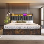 Lit coffre lit adulte lit en métal 180 x 200 cm avec tête de lit rechargeable usb, led et sommier à lattes, ... Lit coffre lit adulte lit en métal 180 x 200 cm avec tête de lit rechargeable usb, led et sommier à lattes, ...