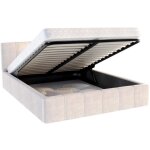 Lit coffre atlanta 140 x 190 cm avec sommier  lattes relevable beige