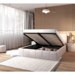 Nova confort - lit coffre atlanta 140 x 200 cm avec sommier à lattes relevable beige Nova confort - lit coffre atlanta 140 x 200 cm avec sommier à lattes relevable beige