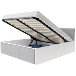 Nova confort - lit coffre barcelona 120 x 200 cm avec sommier � lattes relevable blanc - gris clair