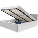 Nova confort - lit coffre barcelona 140 x 190 cm avec sommier à lattes relevable blanc - gris clair Nova confort - lit coffre barcelona 140 x 190 cm avec sommier à lattes relevable blanc - gris clair