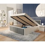 Nova confort - lit coffre barcelona 140 x 190 cm avec sommier à lattes relevable blanc - gris foncé Nova confort - lit coffre barcelona 140 x 190 cm avec sommier à lattes relevable blanc - gris foncé