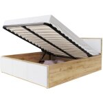 Nova confort - lit coffre barcelona 160 x 200 cm avec sommier à lattes relevable chêne - blanc Nova confort - lit coffre barcelona 160 x 200 cm avec sommier à lattes relevable chêne - blanc