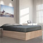 Le quai des affaires - lit coffre bilbao 180x200 cm + sommier / d�cor ch�ne blanchi / 206x186x33