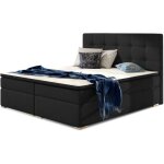 Les tendances - lit boxspring tissu noir avec matelas et surmatelas kavin - 140x200