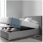 Lit coffre carlota en tissu capitonne 140x190 cm matelas en option gris clair sommier inclus - gris clair ...