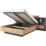 Vente - unique ? lit coffre 140 x 190 cm avec chevets et 2 tiroirs ? syst�me push to open ? leds blanches ...