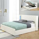 Lit coffre design avec led osmos - blanc - 180x200, polyur�thane, style contemporain, 219 x 204 x 113 ...