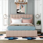 Lit coffre 140x200 cm, lit adulte, lit capitonn avec tte de lit capitonn rglable, velours doux pour ...
