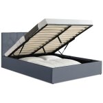 Lit coffre double austin avec tête de lit et sommier 140 x 190 cm pvc gris Lit coffre double austin avec tête de lit et sommier 140 x 190 cm pvc gris