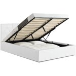 Lit coffre double austin avec tête de lit et sommier 140 x 190 cm pvc blanc Lit coffre double austin avec tête de lit et sommier 140 x 190 cm pvc blanc