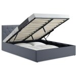 Lit coffre double austin avec tte de lit et sommier 160 x 200 cm pvc gris