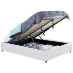 Lit coffre double miami avec sommier 140 x 190 cm pvc blanc Lit coffre double miami avec sommier 140 x 190 cm pvc blanc
