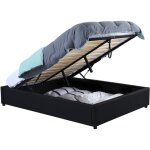 Lit coffre double miami avec sommier 140 x 190 cm pvc noir