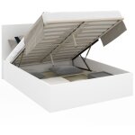 Lit coffre double seaside avec tte de lit et sommier 140 x 190 cm blanc
