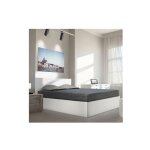 Le quai des affaires - lit coffre madrid 140x200 + 1 sommier / blanc / 206x152x85