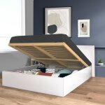 Lit coffre madrid 180x200 + 1 sommier / blanc / 206x190x85 cm Lit coffre madrid 180x200 + 1 sommier / blanc / 206x190x85 cm