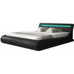 Lit coffre pour matelas lit adulte couleur noir avec led mat�riaux bois et simili cuir coffre de rangement ...